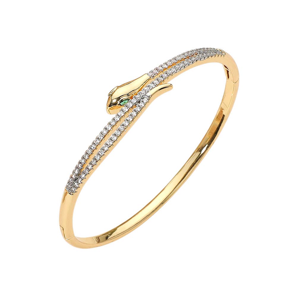 Sensibling Corp. - Wholesale Bangle Bracelet - SECRET BOX_Stainless Steel Rhinestone Pave Sleek Snake Hinged Bangle Bracelet2