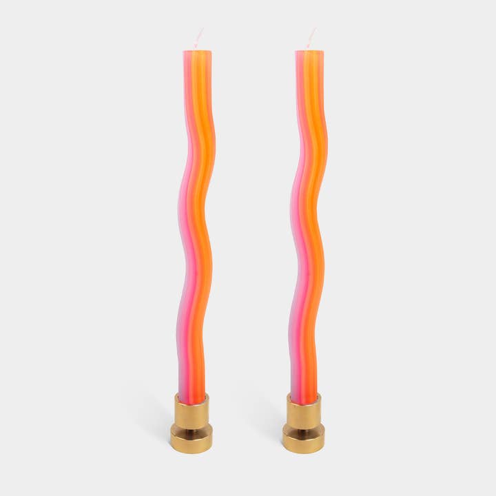 54 Celsius – wholesale Tapered candle/candlestick – Wiggle Candles - Orange (2 Pack) - 11" Vibrant Taper Candles0