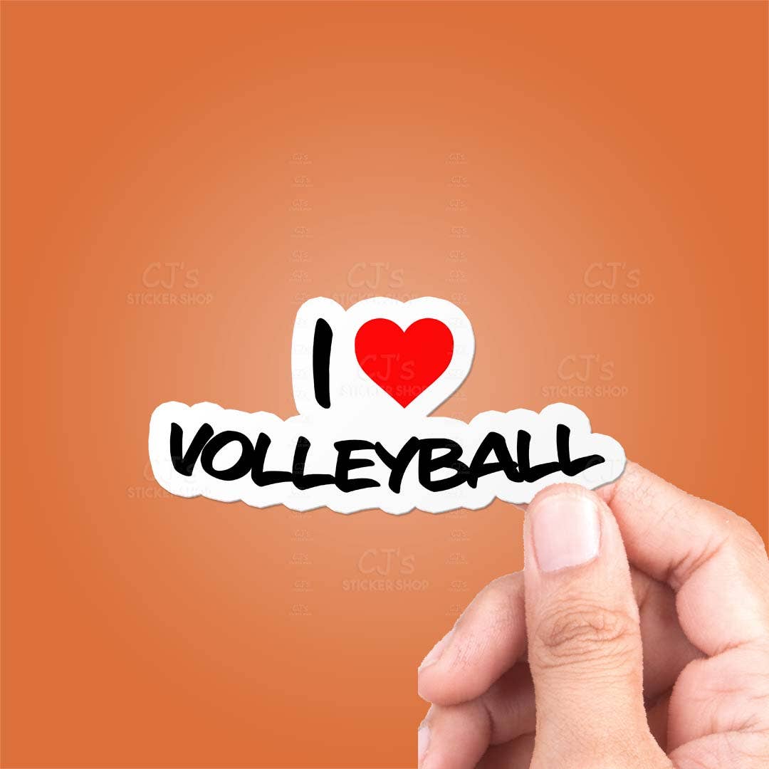 CJ's Sticker Shop - Vendita all'ingrosso Adesivo - Adesivo in vinile con scritta «I Love Volleyball»0