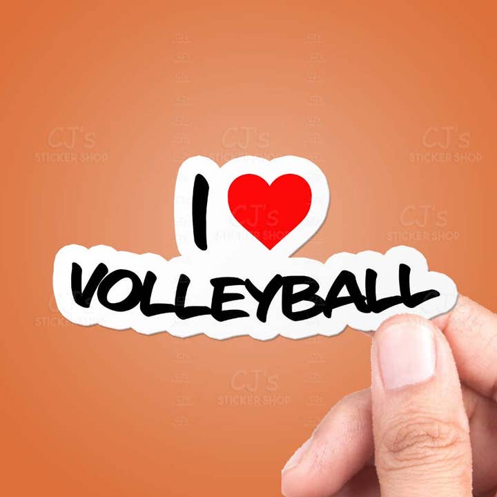 CJ's Sticker Shop - Vendita all'ingrosso Adesivo - Adesivo in vinile con scritta «I Love Volleyball»0