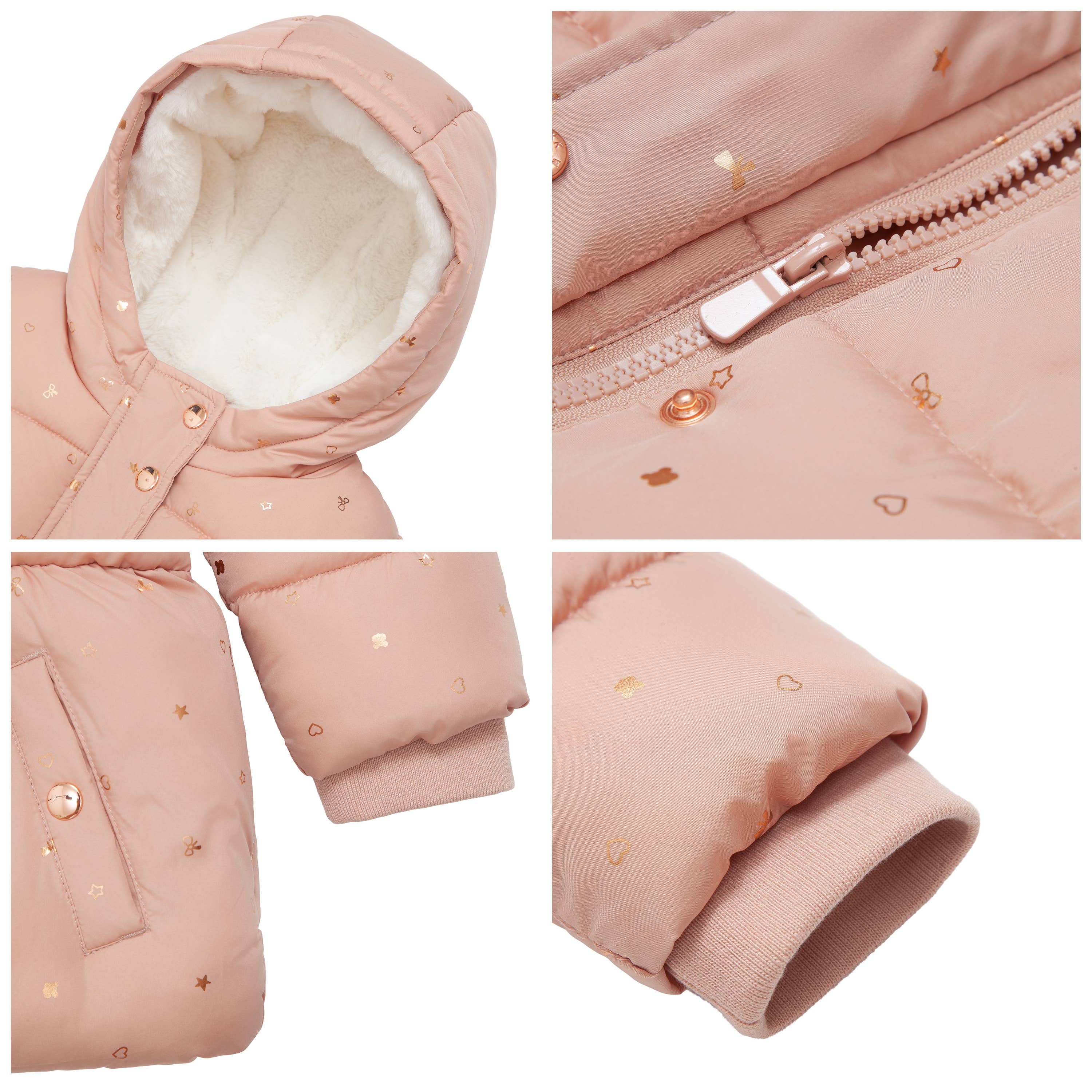 Rokka & Rolla - Wholesale Puffer Jacket - Kids - Toddler Girls' Starlight Winter Coat Mini Fur Jacket15