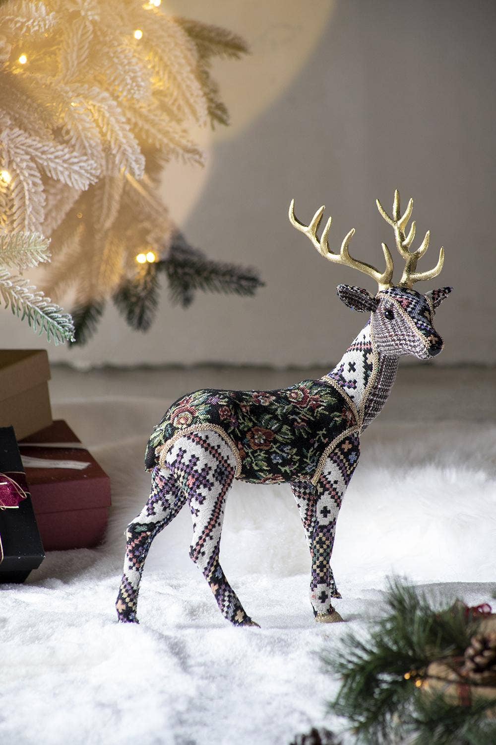 A&B Home Group Inc. - Wholesale Christmas Decoration - 13x6.3x16.5" Majestic Velvet Deer Figurine