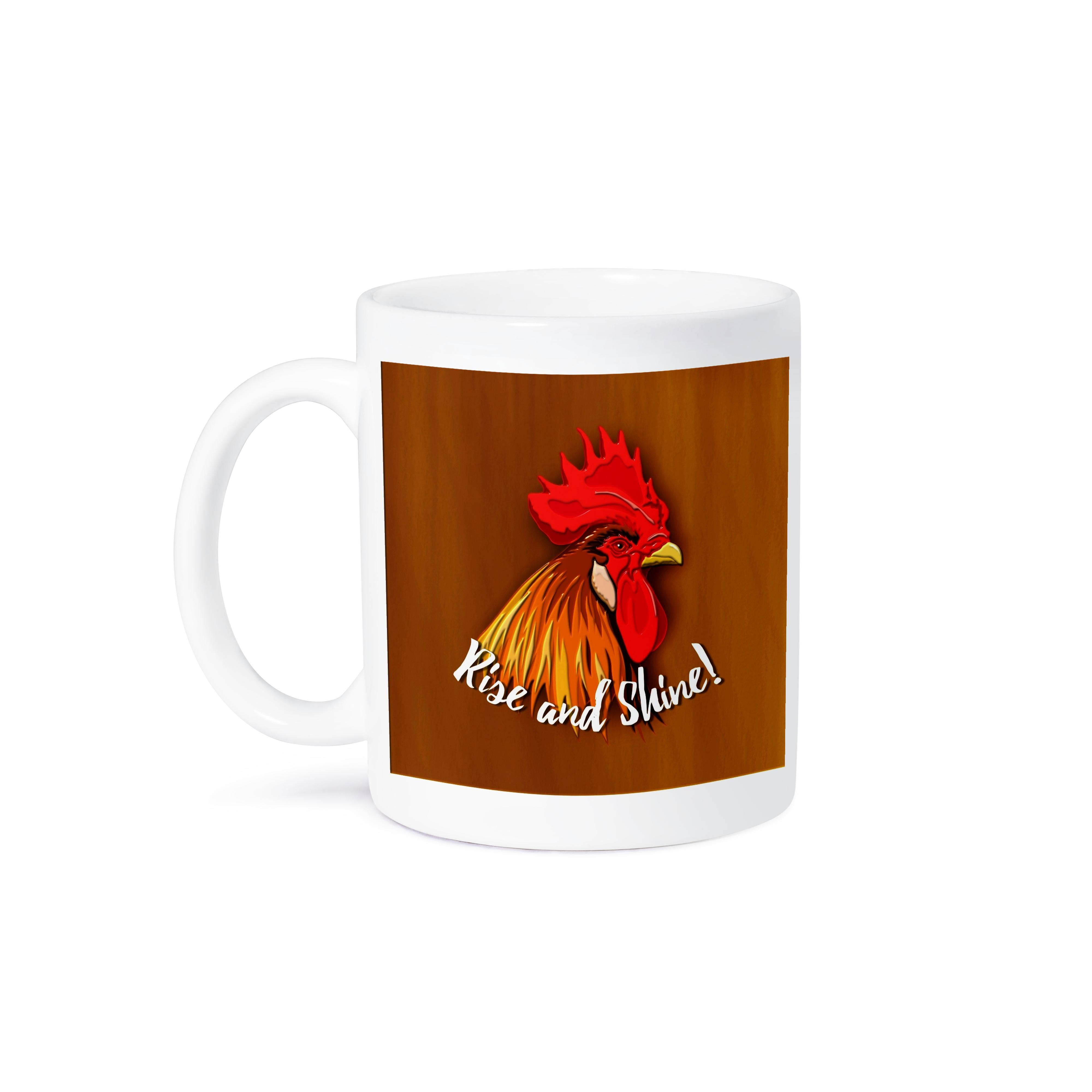 3dRose - Vendita all'ingrosso Tazza - 3dRose, Design Colorato di Gallo con Testo - Alzati e Brilla, Tazza8