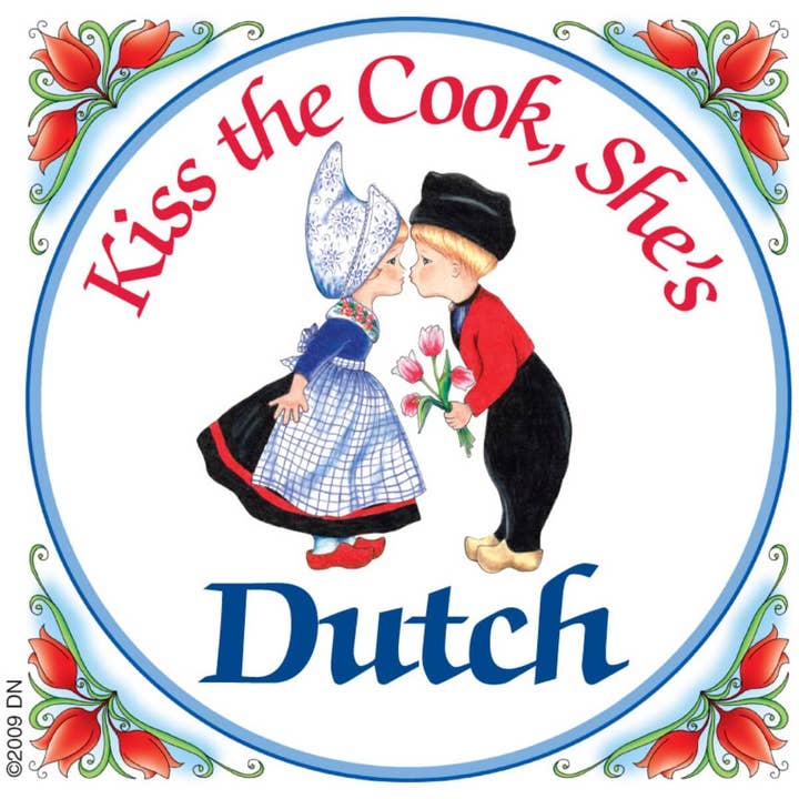 Dutch Souvenirs Magnet Tile Kiss Dutch Cook for wholesale by European Heritage Gifts