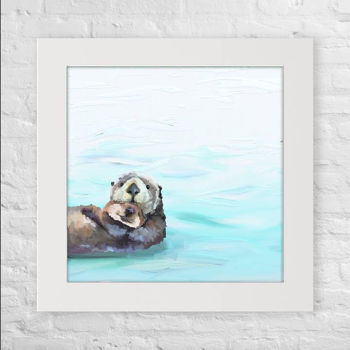 Cathy Walters Art - Wholesale Art Print - You and Me Otter Happy Square™