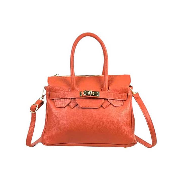 Chenson & Gorett - Wholesale Top Handle Bag - Women's - Women's Italian Leather Handbag with Decorative Front