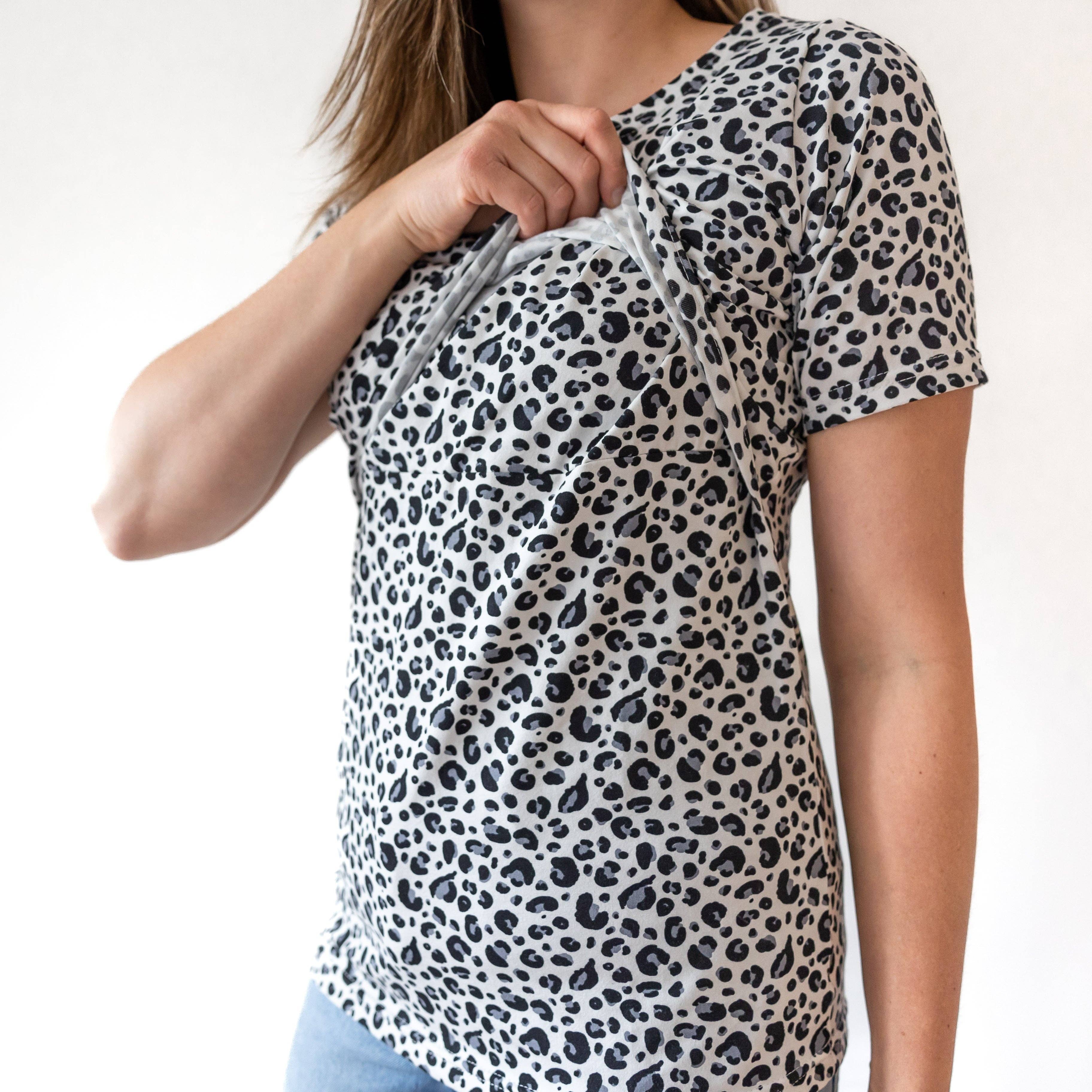 Fred & Noah – wholesale Nursing top – Maternity – Monochrome Leopard print Breastfeeding Top3