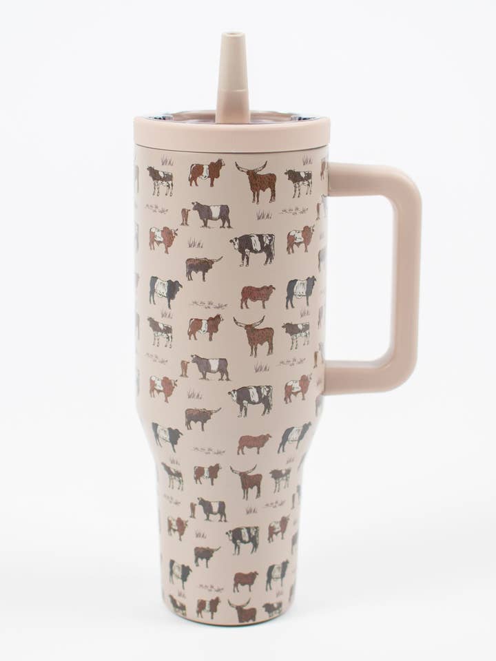 Gobelet 40 oz réservoir d'eau motif bétail vintage pour la vente par American Farm Company