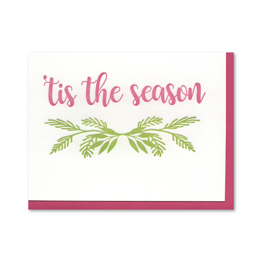 The Paper Peony - Wholesale Season's Greetings Card - Tis the Season Letterpress Card0