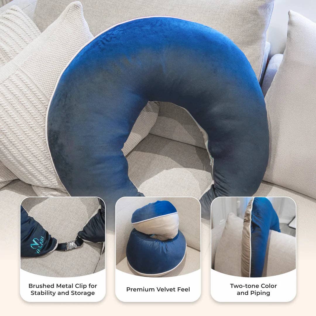 Valari - Wholesale Lumbar Pillow - Premium Velvet - Navy/Beige3
