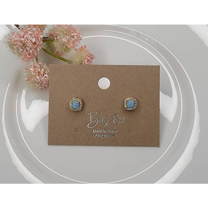 BETTYOH INC - Wholesale Stud/Post Earrings - LAB GROWN OPAL STUD EARRINGS.3