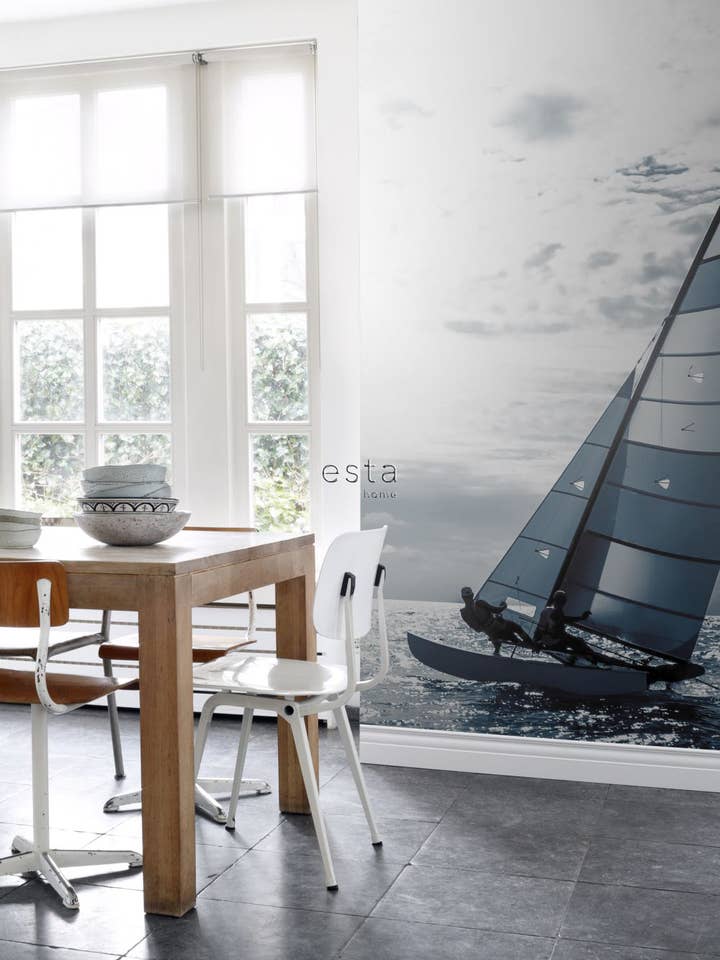 Muurschildering Zeilboot voor wholesale door The Design Department b.v.