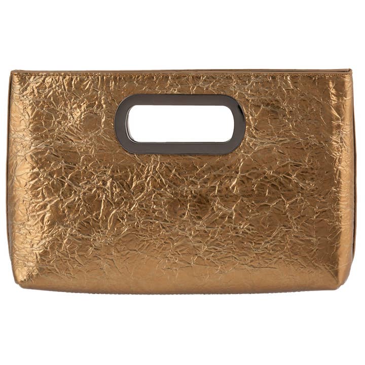 JNBFASHION.COM - Wholesale Clutch Bag - Women's - Crushed Metallic Top Handle Clutch
