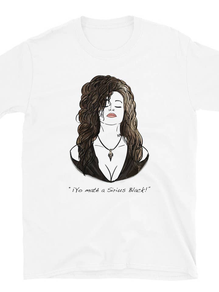Camiseta unissex Bellatrix Lestrange por atacado de El loco del Pelo Rizo