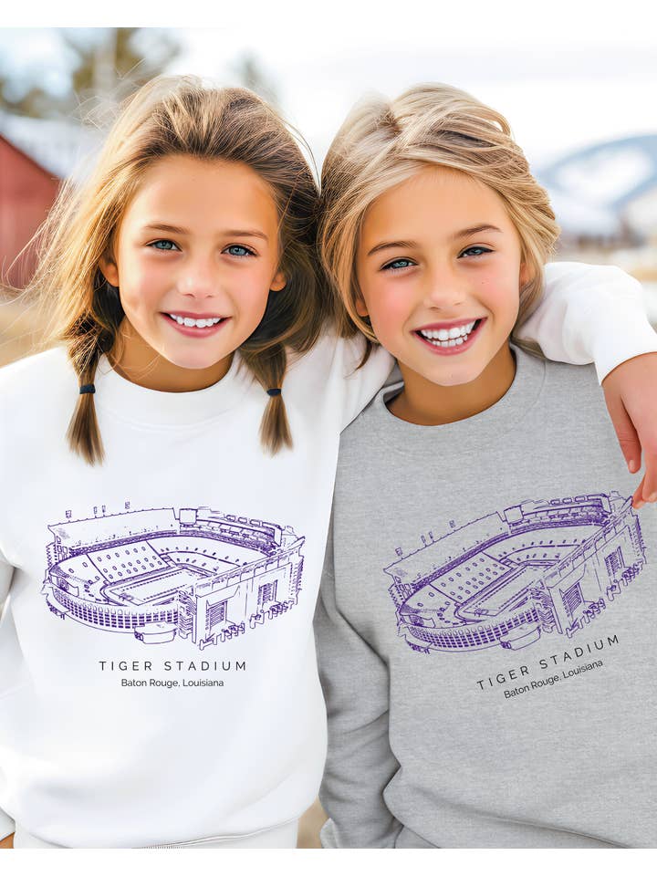 Uncommon Label - Wholesale Sweatshirt - Kids - Tiger LSU Stadium Youth Crewneck Pullover