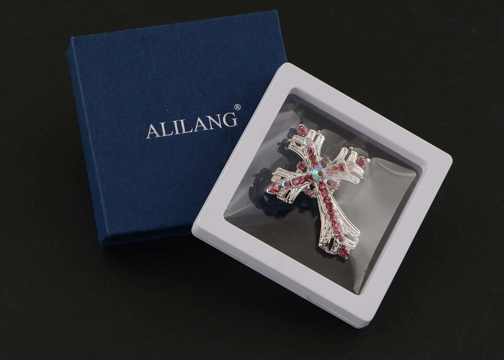 AK Brand - Vendita all'ingrosso Spille - Spilla a forma di croce religiosa argentata con strass46