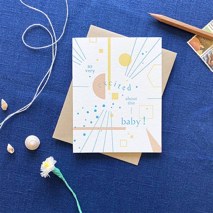 So Excited Baby Card for wholesale by Navy Midnight Press