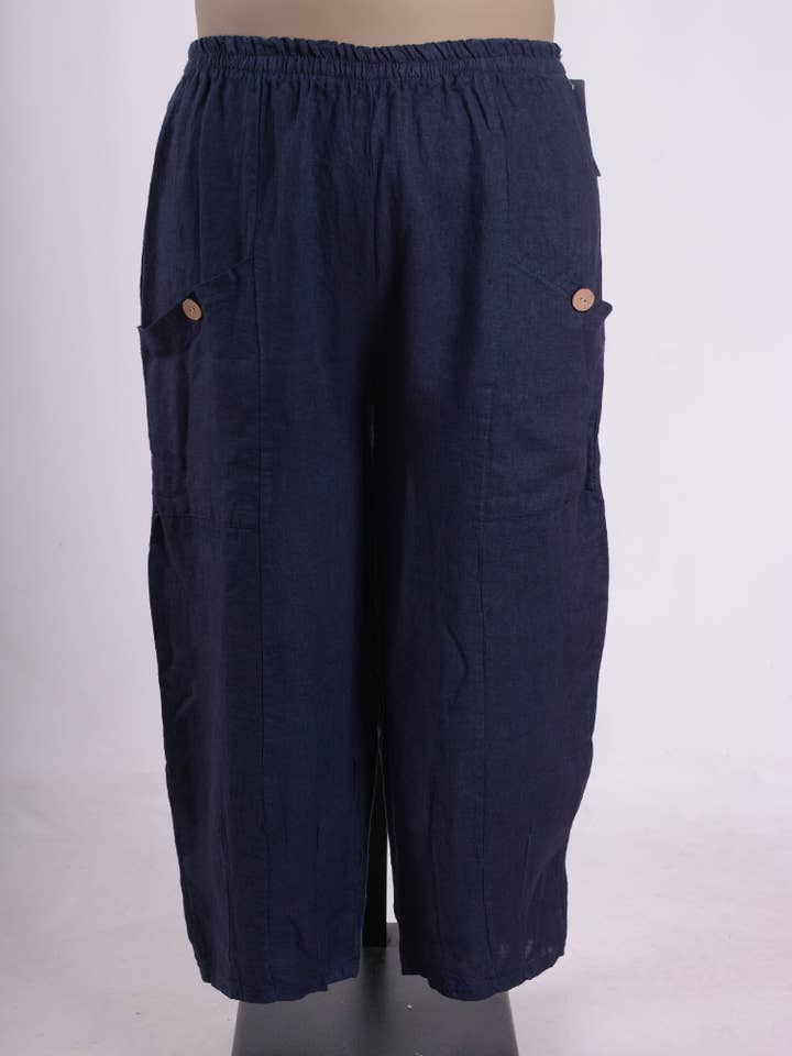 Calças grandes de linho pesado com bolso profundo - 9461 por atacado de Jeld Wholesale