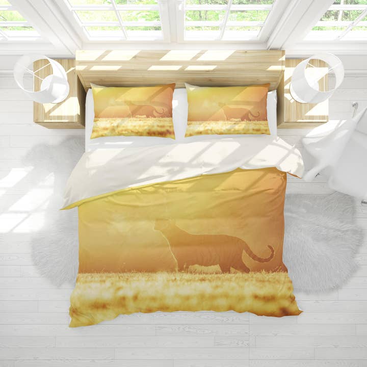Ensemble de housse de couette tigre doré 3D ensemble de literie taies d'oreiller 165 pour la vente par Jess Art Decoration