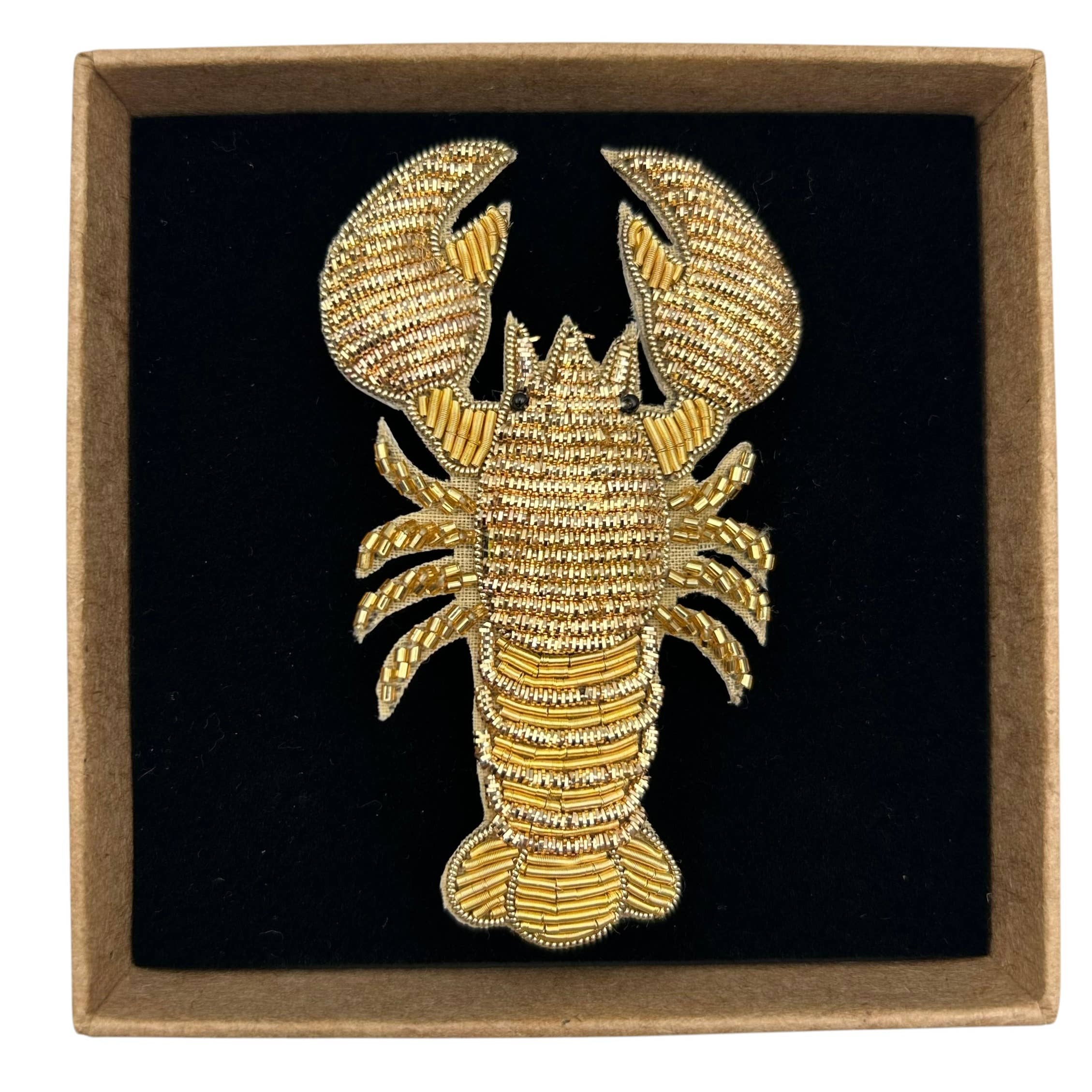 Sixton London - Wholesale Brooch - Golden Lobster embroidered brooch / pin