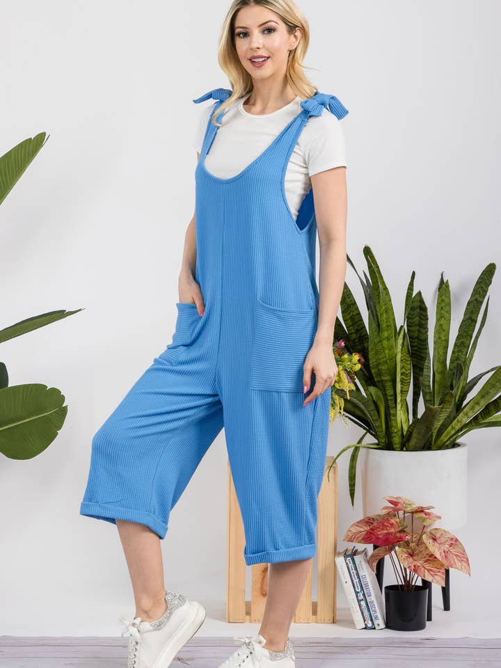 Celeste Clothing – Engroshandel Jumpsuit - Dame – CASUAL RIB CAPRI JUMPSUIT MED LOMMER -CP3387323