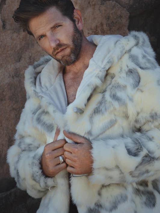 Men's Playa Coat in "Himalayan Snow God" for wholesale by Dolce Aqua Swimwear