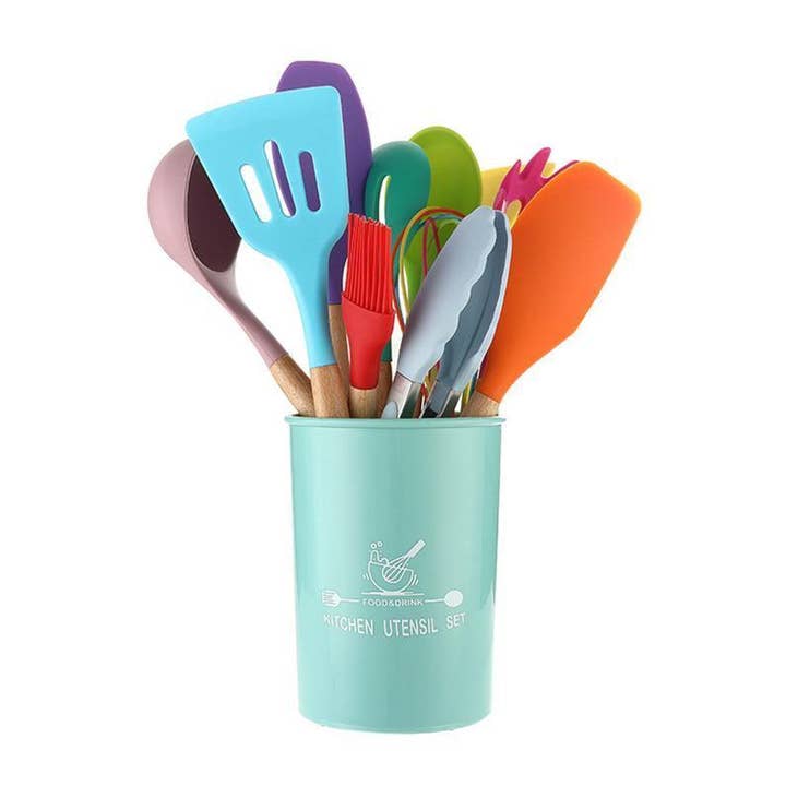 Homerely (We Cover All Import Duties) - Wholesale Kitchen Utensil Set - Colourful Silicone Utensils Set3