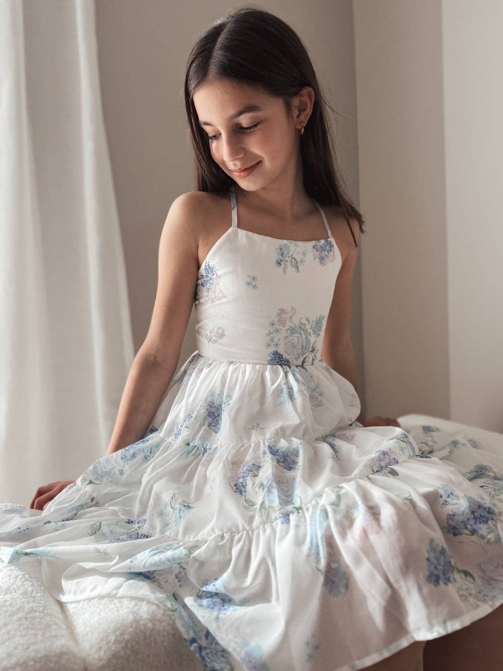 A Little Lacey - Wholesale Dress - Kids - Phoebe Chiffon Girls Dress Blue Floral0