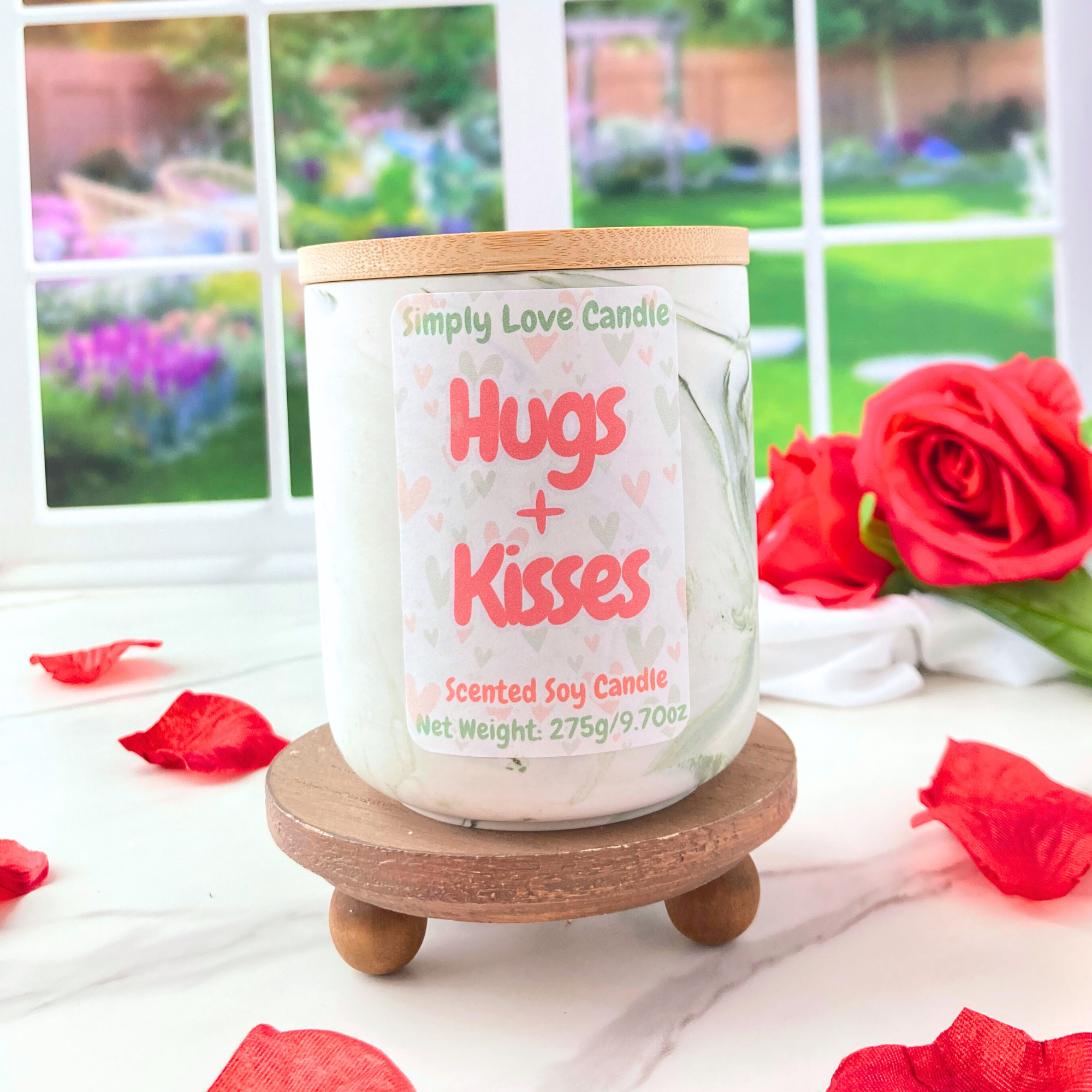 Simply Love Candle - Wholesale Jar/Filled Candle - Rose Water + Ivy 10 oz Ceramic Soy Candle with Lid 1