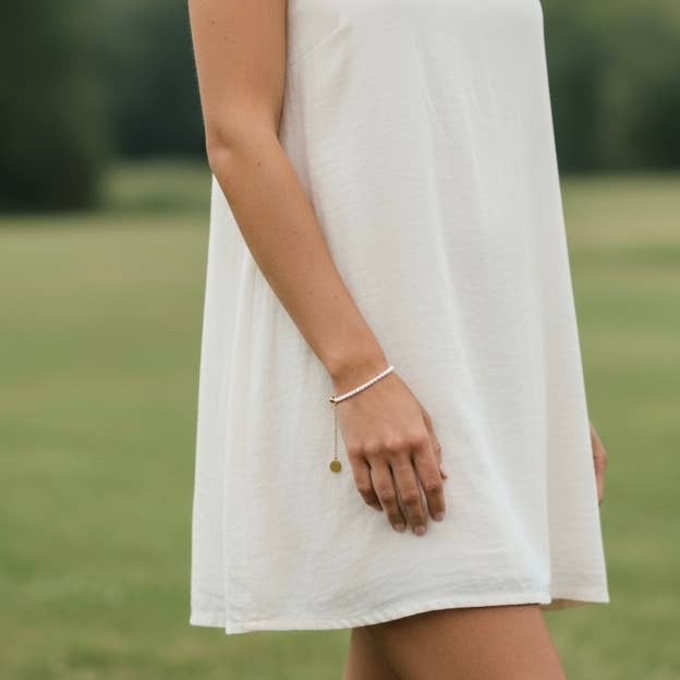 White Howlite Bracelet 2mm Faceted Gemstone Gold for wholesale by Quasar Gems USA