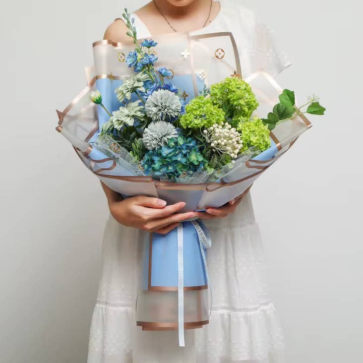 Elegant Design Supply - Wholesale Wrapping Paper Roll - Golden Frosted Edge Flower Wrapping Paper (20pcs/bag)9