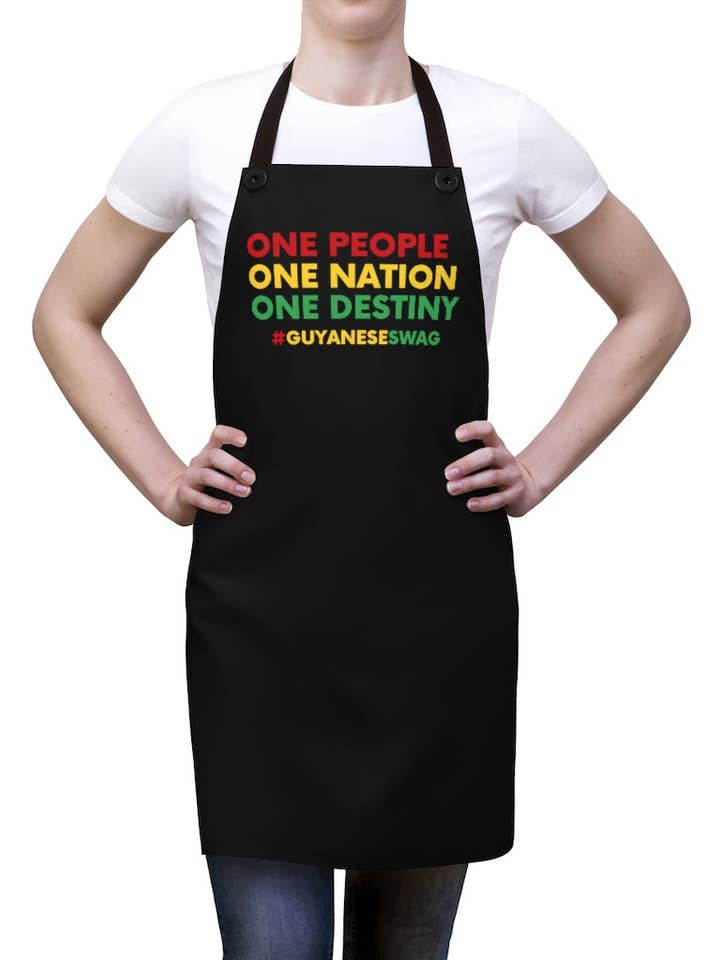 Guyanese Motto "One People One Nation One Destiny" Apron for wholesale by Guyanese Swag