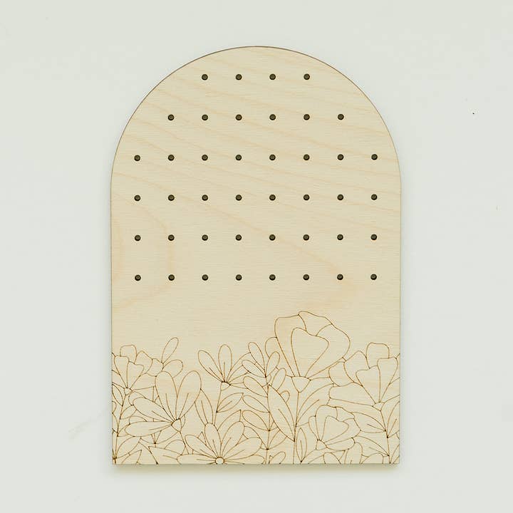 Floral Travel Earring Holder in Baltic Birch for wholesale by Joy Made Collective