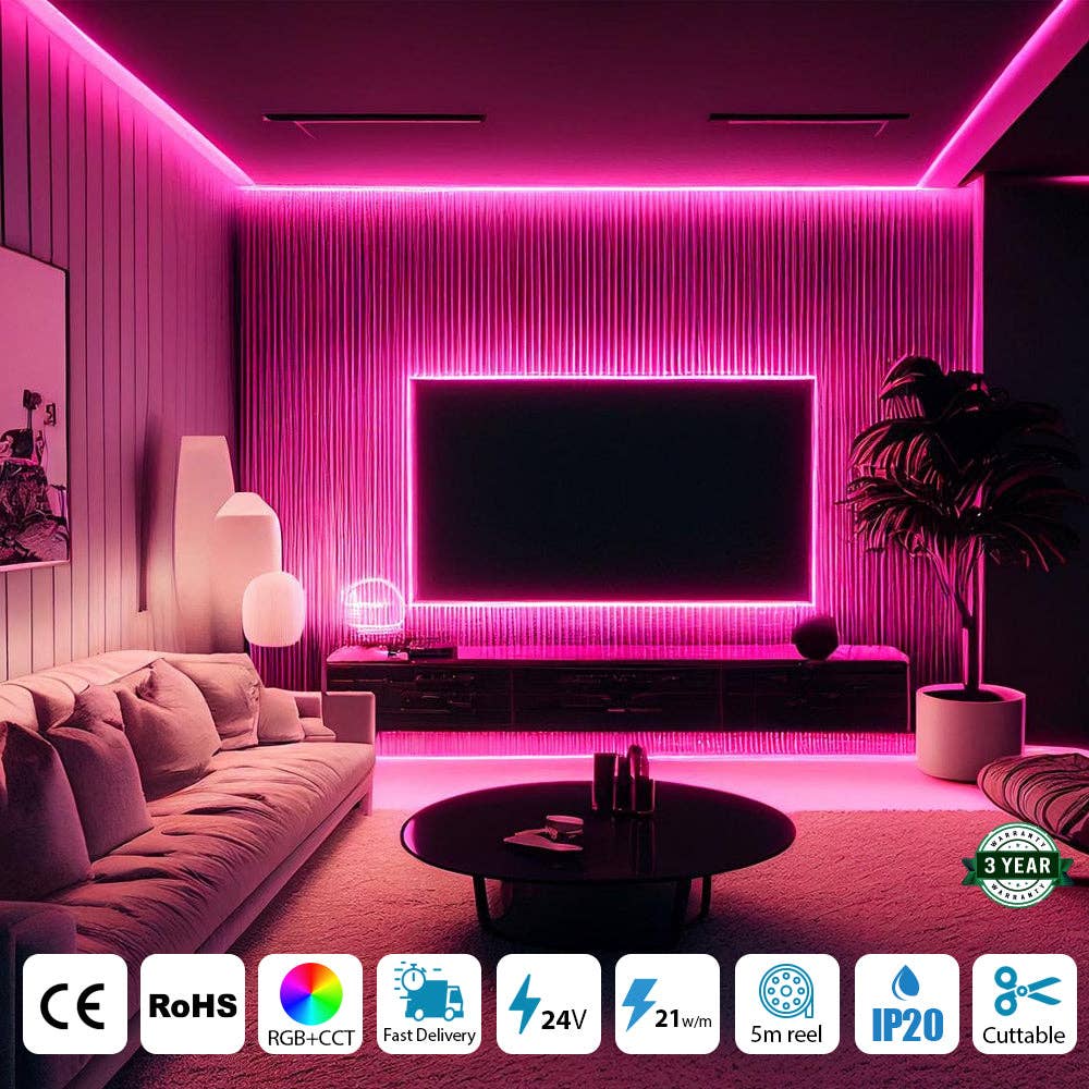 ENER-J – wholesale String lights – 24V RGB+CCT COB LED Strip 5m with Power Supply & Remote4