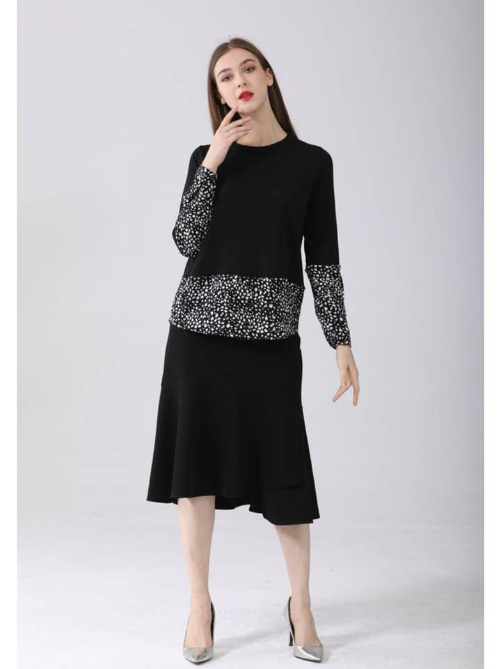 Black Long Sleeve Basic Sweater Top for wholesale by Miss Finch NYC