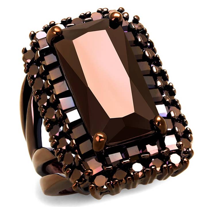 3W1152 - IP Coffee light Brass Ring with AAA Grade CZ in Light Coffee for wholesale by Alamode