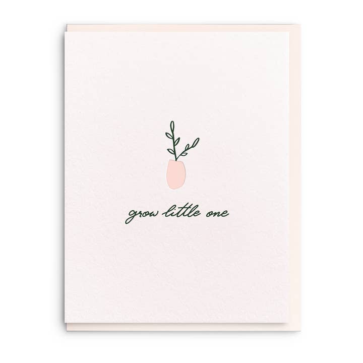 Grow Little One - Letterpress Baby Greeting Card for wholesale by Dahlia Press
