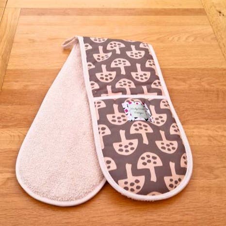 Organic Cotton Double Oven Glove - GT Mushrooms Shiitake for wholesale by Nicky Web Designs