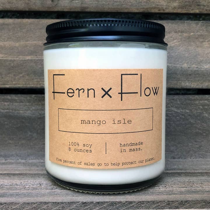 Mango Isle Farmhouse Summer Glass Soy Candle - 8oz for wholesale by Fern x Flow Soy Candles + Home Fragrance