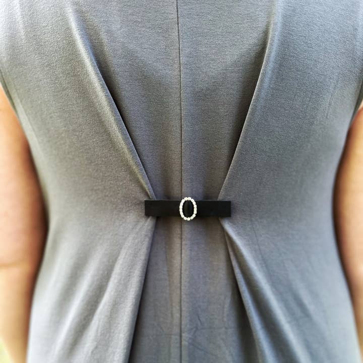 KardiKlips - Wholesale Belt - Women's - Black Leather & Rhinestones Cinch Clip for Dresses 0