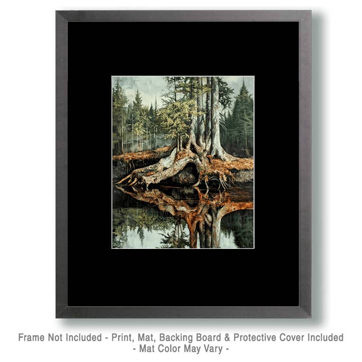 Mowbi - Vente Affiche d'art - Roots - Tirages d'art mural souvenir de North Woods — Œuvre d'art de 8 x 10 pouces pour cadre de 11 pouces x 14 pouces1