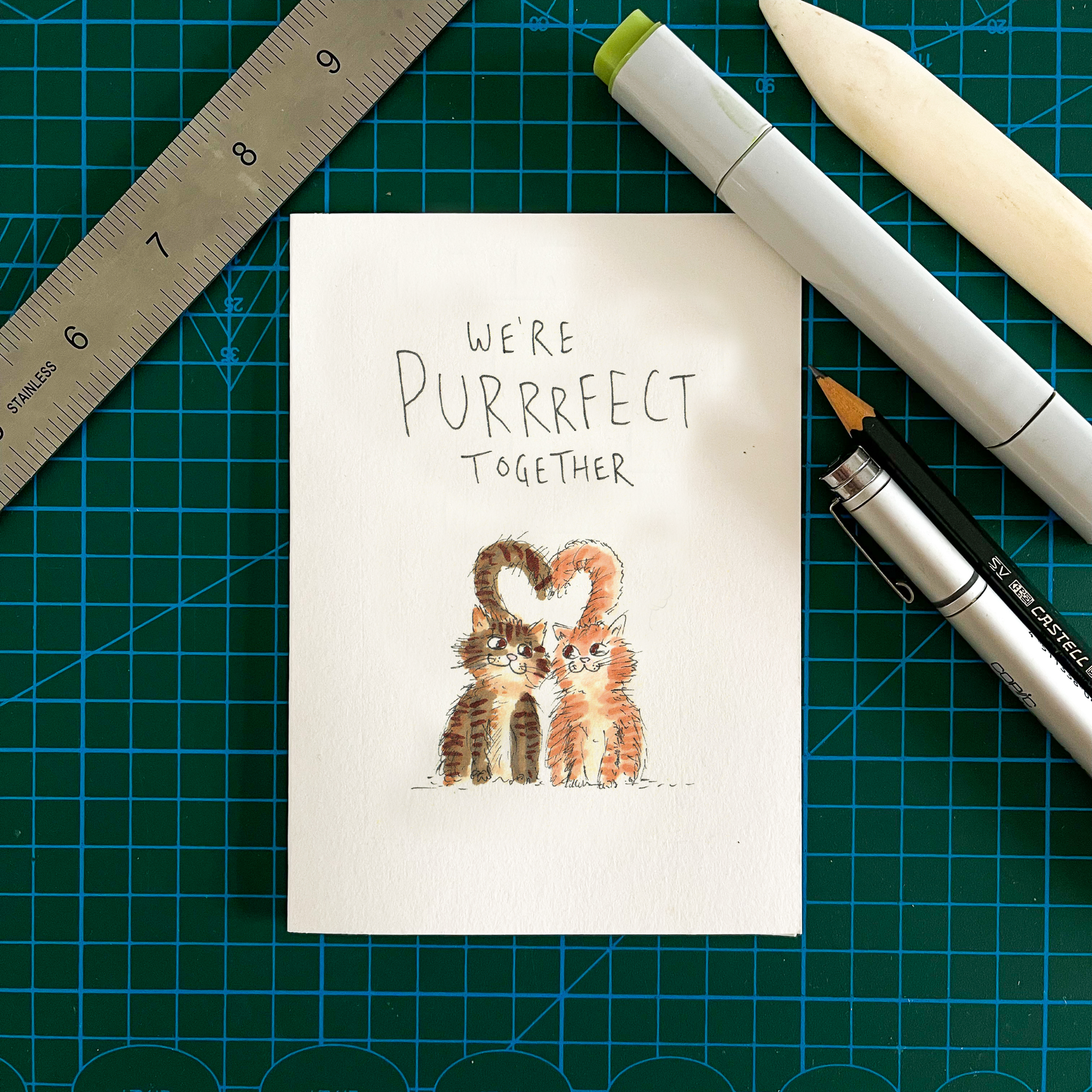 Well Drawn - Wholesale Love Card - We're Purrrfect Together2