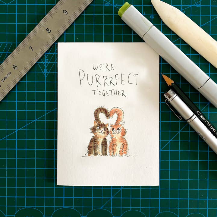 Well Drawn - Wholesale Love Card - We're Purrrfect Together2