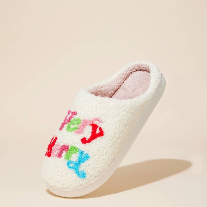 Multi Very Merry Christmas Home Slippers for wholesale on Faire