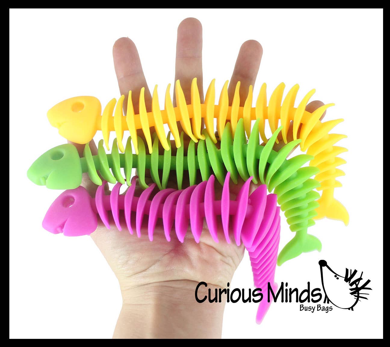 Curious Minds Toys - Vente Fidget/jouet anti-stress – enfant - 1 jouet à nouilles extensibles en forme d'os de poisson2