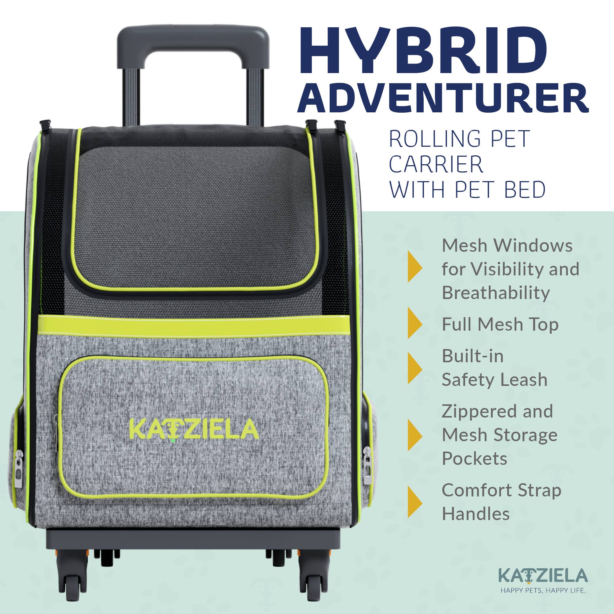 Katziela - Venta al por mayor Transportín - Gatos y perros - Mochila para mascotas con ruedas Hybrid Adventurer - 2 opciones6