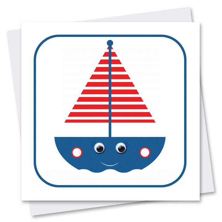 Sailing Boat Birthday Card | Nautical Cards | Kids Cards for wholesale by Stripey Cats Cards