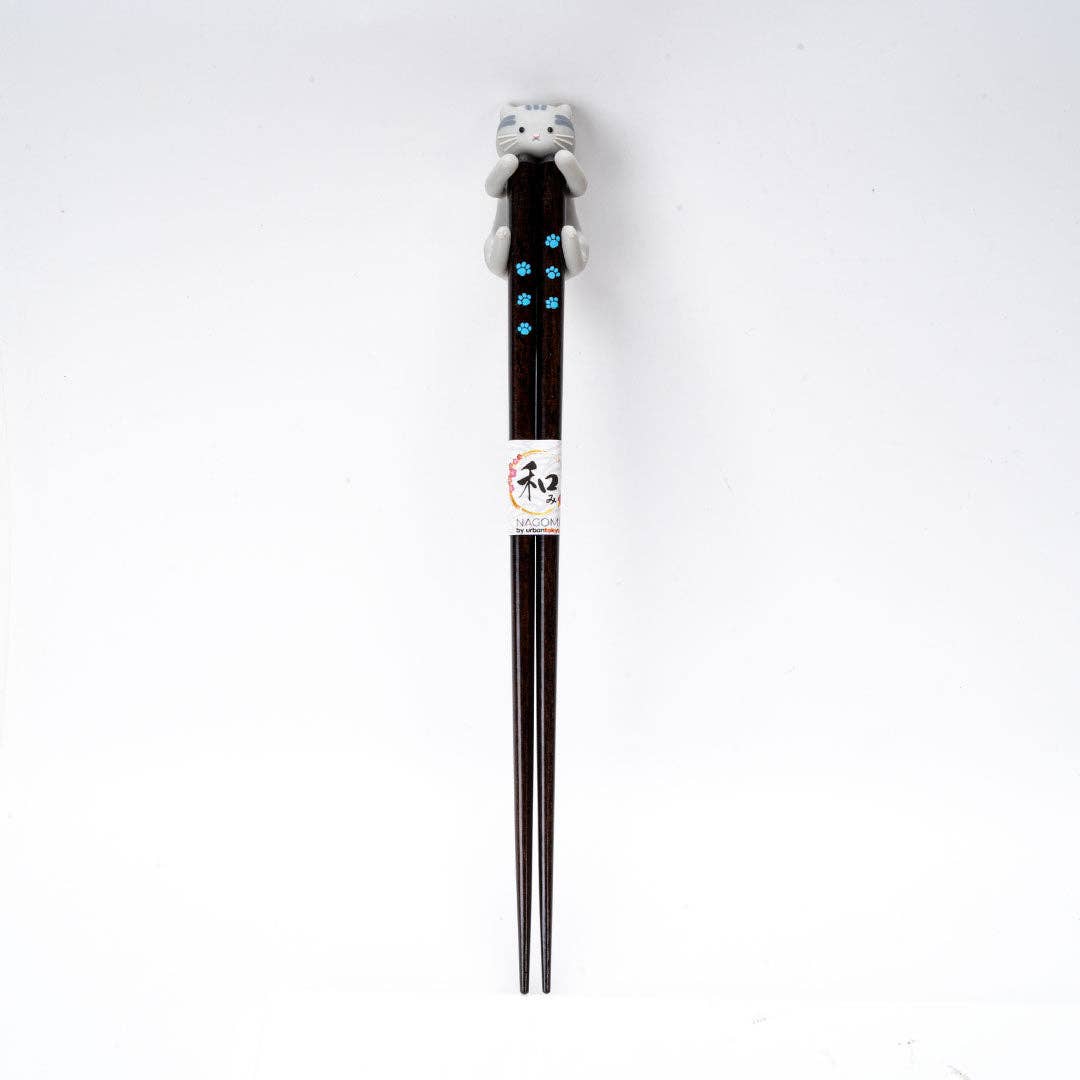 Urban Tokyo - Vente Baguettes - Ensemble cadeau de baguettes et repose-baguettes Chat Gris (20/200)3