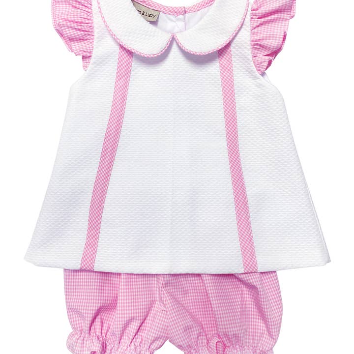 Rosa Popover-Windel-Set mit Engelärmeln für den Großhandel von Marco and Lizzy