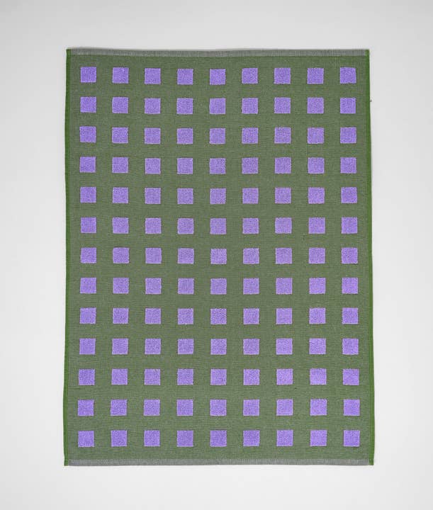 Wrap (US duties paid) – wholesale Tea towel – Squares Woven Terry Tea Towel – Olive/Lilac4